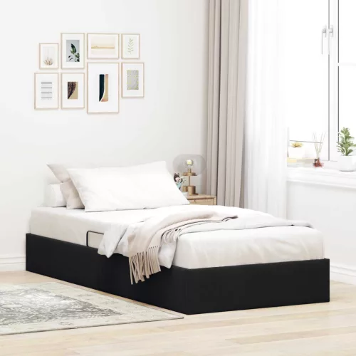 vidaXL Tárolós Ágy fejtámlával tárolóval Fekete 90 x 190 cm Bársony
