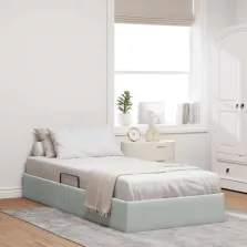   vidaXL Tárolós Ágy fejtámlával Világosszürke 90 x 200 cm Bársony