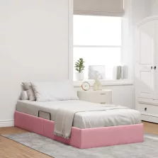  vidaXL Tárolós Ágy fejtámlával tárolóval Rózsaszín 90 x 200 cm Bársony