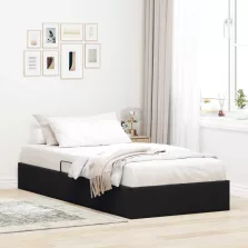   vidaXL Tárolós Ágy fejtámlával tárolóval Fekete 100 x 200 cm Bársony
