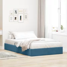   vidaXL Tárolós Ágy fejtámlával Sötét kék 120 x 190 cm Bársony