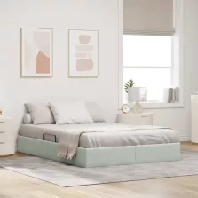  vidaXL Tárolós Ágy fejtámlával Világosszürke 140 x 190 cm Bársony