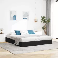   vidaXL Tárolós Ágy fejtámlával tárolóval Fekete 180 x 200 cm Bársony