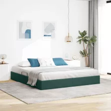   vidaXL Tárolós Ágy fejtámlával Sötétzöld 180 x 200 cm Bársony