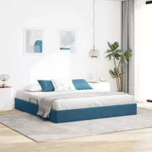   vidaXL Tárolós Ágy fejtámlával Sötét kék 180 x 200 cm Bársony