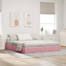   vidaXL Tárolós Ágy fejtámlával Rózsaszín 180 x 200 cm Bársony