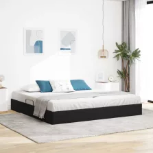   vidaXL Tárolós Ágy fejtámlával tárolóval Fekete 200 x 200 cm Bársony