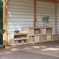   vidaXL Kültéri konyhaszekrény MEPPEL 3 pcs Természetes Douglas