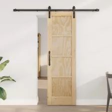   vidaXL Csúszó ajtó Természetes és Fekete 61 x 198,5 cm Tömör Fenyőfa