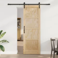   vidaXL Csúszó ajtó Természetes és Fekete 73,5 x 211 cm Tömör Fenyőfa