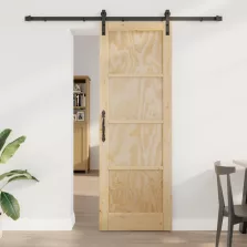   vidaXL Csúszó ajtó Természetes és Fekete 73,5 x 211 cm Tömör Fenyőfa