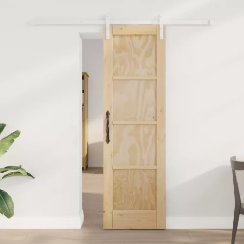 vidaXL Csúszó ajtó Természetes és Fehér 61 x 198,5 cm Tömör Fenyőfa