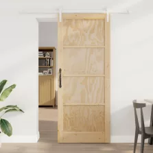   vidaXL Csúszó ajtó Természetes és Fehér 86 x 211 cm Tömör Fenyőfa