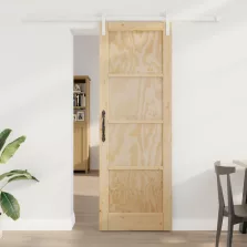  vidaXL Csúszó ajtó Természetes és Fehér 73,5 x 211 cm Tömör Fenyőfa