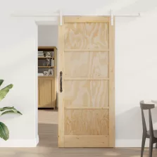   vidaXL Csúszó ajtó Természetes és Fehér 86 x 198,5 cm Tömör Fenyőfa