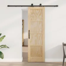   vidaXL Csúszó ajtó Természetes és Fekete 61 x 198,5 cm Tömör Fenyőfa