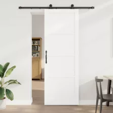   vidaXL Csúszó ajtó Fehér és Fekete 83 x 232 cm Tömör Fenyőfa