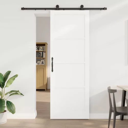 vidaXL Csúszó ajtó Fehér és Fekete 83 x 232 cm Tömör Fenyőfa