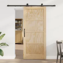   vidaXL Csúszó ajtó Természetes és Fekete 86 x 198,5 cm Tömör Fenyőfa