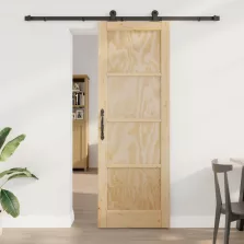   vidaXL Csúszó ajtó Természetes és Fekete 73,5 x 211 cm Tömör Fenyőfa