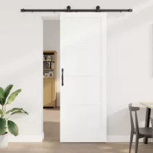   vidaXL Csúszó ajtó Fehér és Fekete 83 x 232 cm Tömör Fenyőfa