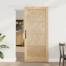   vidaXL Csúszó ajtó Természetes és Fehér 86 x 198,5 cm Tömör Fenyőfa