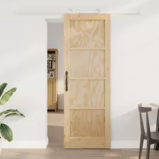   vidaXL Csúszó ajtó Természetes és Fehér 73,5 x 211 cm Tömör Fenyőfa