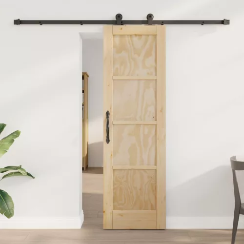 vidaXL Csúszó ajtó ORKDAL Természetes 61 x 198,5 cm Tömör Fenyőfa