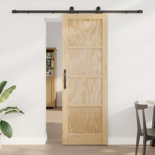 vidaXL Csúszó ajtó ORKDAL Természetes 73,5 x 211 cm Tömör Fenyőfa