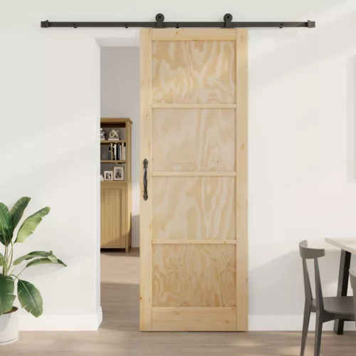 vidaXL Csúszó ajtó ORKDAL Természetes 83 x 232 cm Tömör Fenyőfa