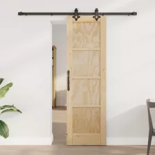   vidaXL Csúszó ajtó Természetes és Fekete 61 x 198,5 cm Tömör Fenyőfa