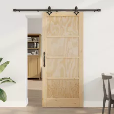   vidaXL Csúszó ajtó Természetes és Fekete 86 x 198,5 cm Tömör Fenyőfa