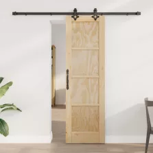  vidaXL Csúszó ajtó Természetes és Fekete 61 x 198,5 cm Tömör Fenyőfa