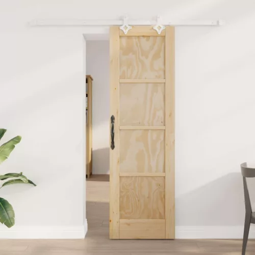 vidaXL Csúszó ajtó Természetes és Fehér 61 x 198,5 cm Tömör Fenyőfa