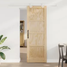   vidaXL Csúszó ajtó Természetes és Fehér 73,5 x 211 cm Tömör Fenyőfa
