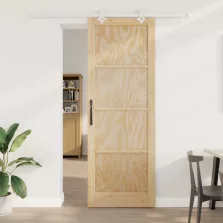   vidaXL Csúszó ajtó Természetes és Fehér 83 x 232 cm Tömör Fenyőfa