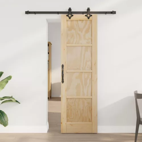 vidaXL Csúszó ajtó ORKDAL Természetes 61 x 198,5 cm Tömör Fenyőfa