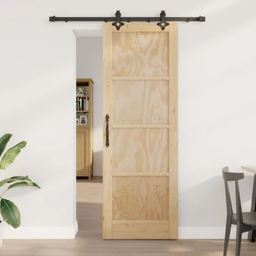 vidaXL Csúszó ajtó ORKDAL Természetes 73,5 x 211 cm Tömör Fenyőfa