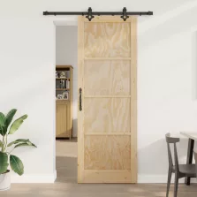   vidaXL Csúszó ajtó ORKDAL Természetes 83 x 232 cm Tömör Fenyőfa