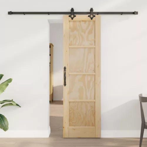 vidaXL Csúszó ajtó ORKDAL Természetes 61 x 198,5 cm Tömör Fenyőfa