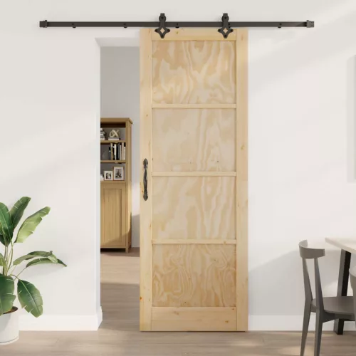 vidaXL Csúszó ajtó ORKDAL Természetes 83 x 232 cm Tömör Fenyőfa