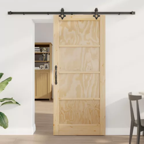 vidaXL Csúszó ajtó ORKDAL Természetes 86 x 198,5 cm Tömör Fenyőfa