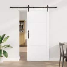   vidaXL Csúszó ajtó ORKDAL Fehér és Fekete 83 x 202 cm Tömör Fenyőfa
