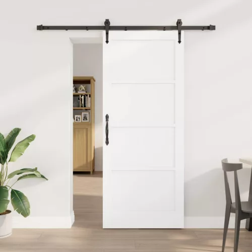 vidaXL Csúszó ajtó ORKDAL Fehér és Fekete 83 x 202 cm Tömör Fenyőfa