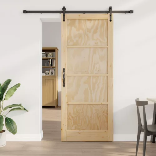 vidaXL Csúszó ajtó ORKDAL Természetes és Fekete 86 x 211 cm