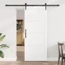   vidaXL Csúszó ajtó ORKDAL Fehér és Fekete 83 x 202 cm Tömör Fenyőfa