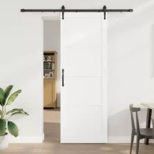   vidaXL Csúszó ajtó ORKDAL Fehér és Fekete 83 x 232 cm Tömör Fenyőfa