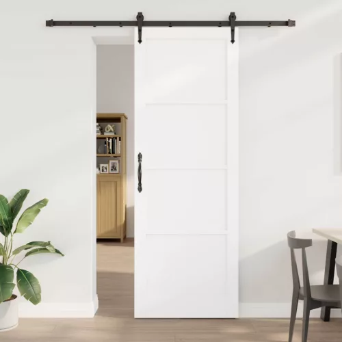 vidaXL Csúszó ajtó ORKDAL Fehér és Fekete 83 x 232 cm Tömör Fenyőfa