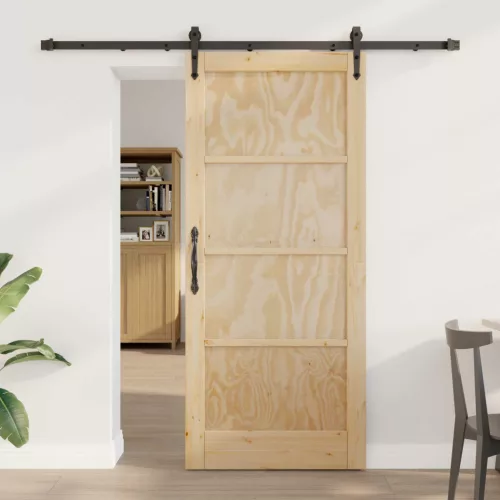 vidaXL Csúszó ajtó ORKDAL Természetes és Fekete 86 x 198,5 cm