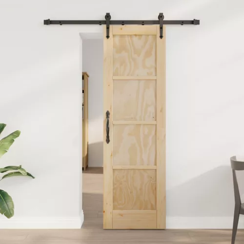 vidaXL Csúszó ajtó ORKDAL Természetes 61 x 198,5 cm Tömör Fenyőfa